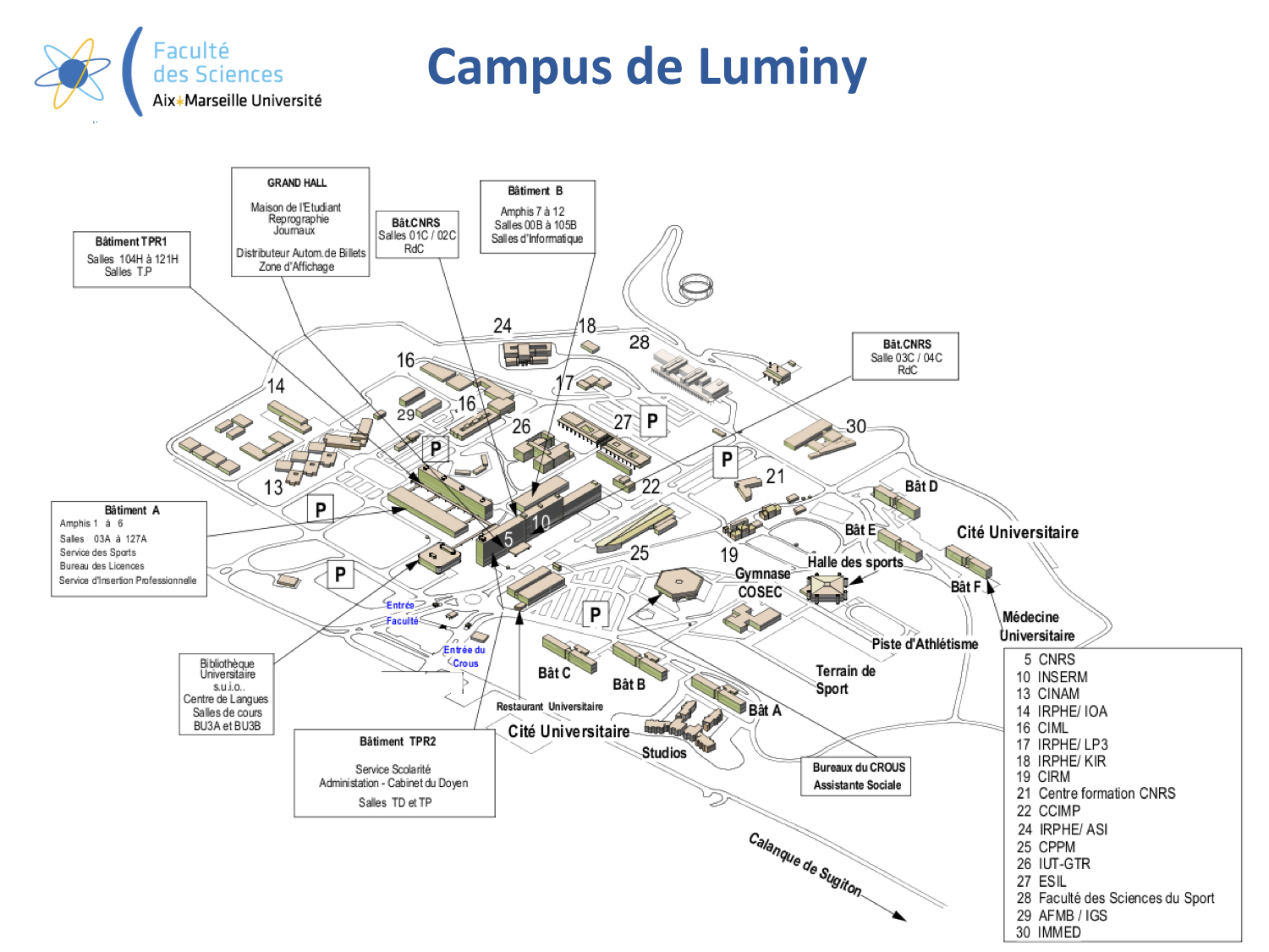 Map of the campus Luminy